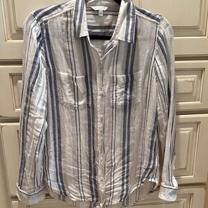 Lucky Brand Casual Blue and White Striped Shirt